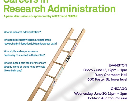 AHEAD/NURAP flyer for Careers in Administration program in June 2018