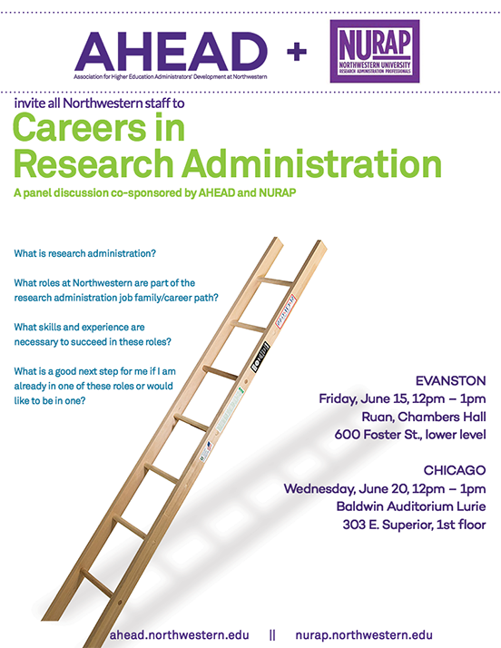 AHEAD/NURAP flyer for Careers in Administration program in June 2018