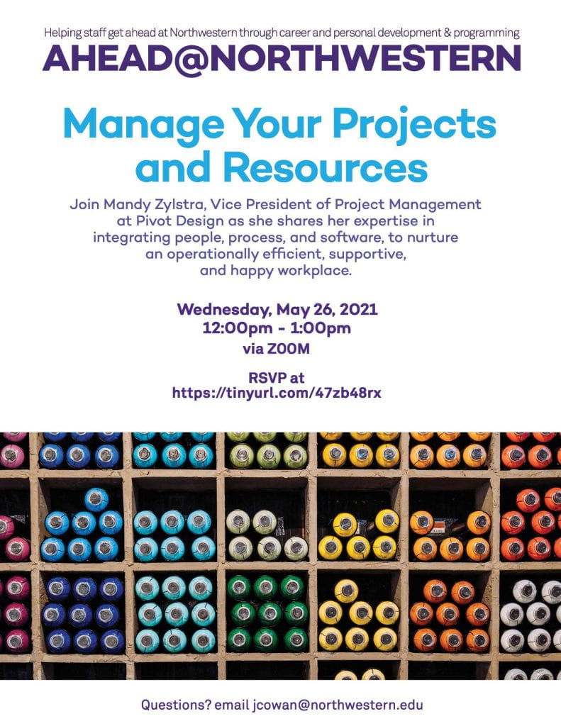 Managing Resources flyer for AHEAD at Northwestern University