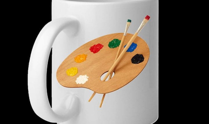 mug with a palette on it